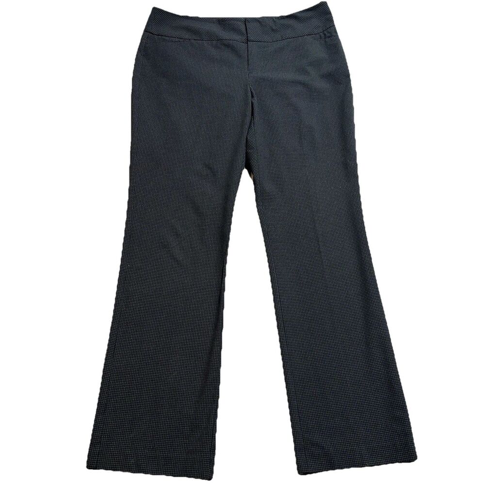 ELLE Dress Pants Women's 12 Bootcut Geometric Micro Check Mid Rise Curvy Hip